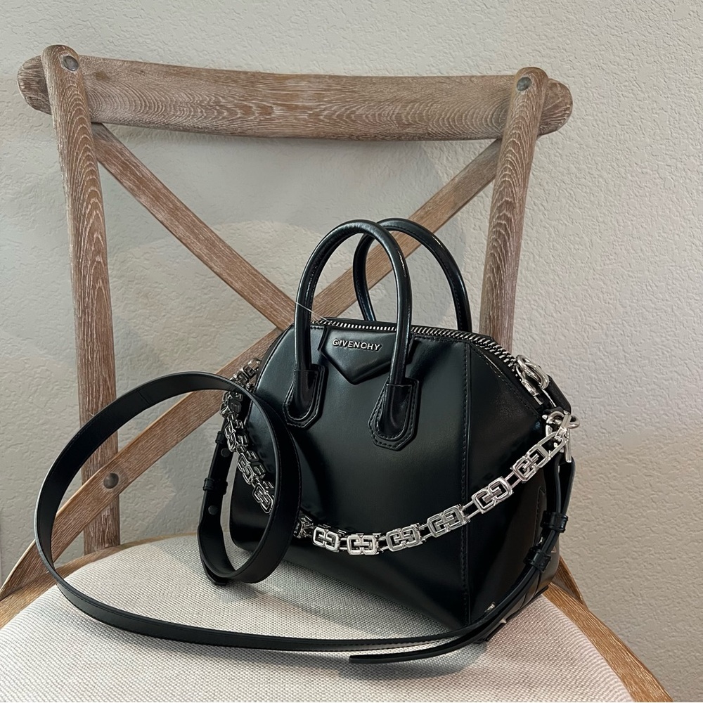 Givenchy Black Leather Bag with Silver Chain